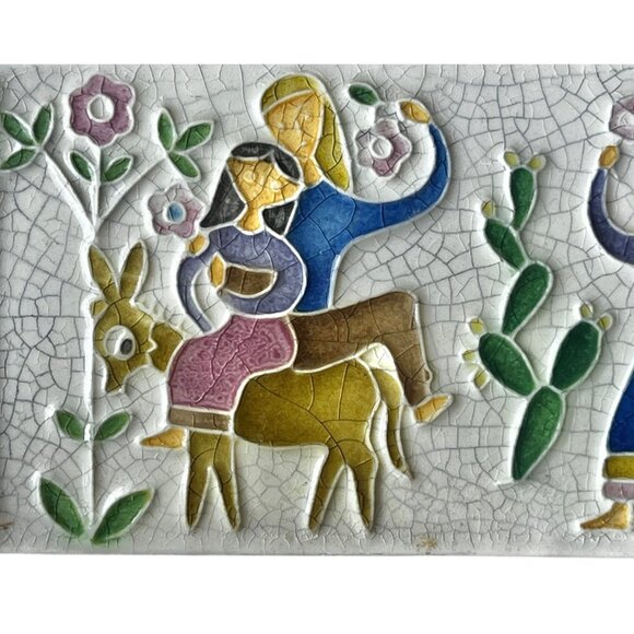 Signed Hand painted Ceramic Wall Tiles Set Of 2 By Creationi Luciano Italy - Picture 6 of 10